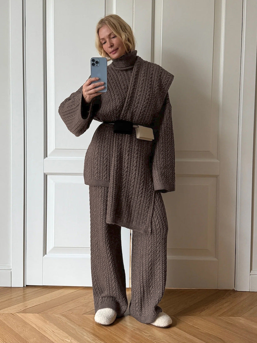 طقم كاجوال شتوي أنيق من ثلاث قطع  دفء وأناقة في إطلالة واحدة